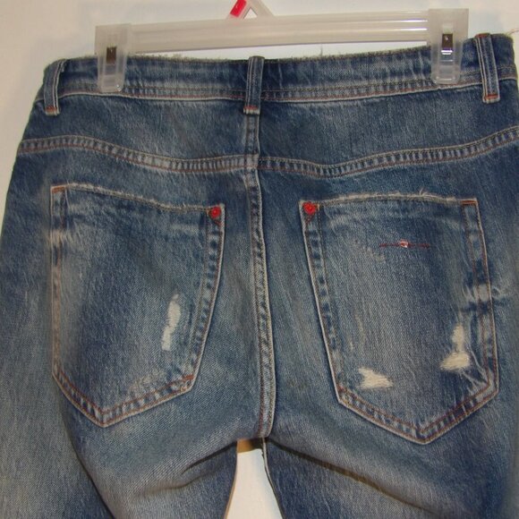 Zara Destructed Midrise Blue Jeans Sz 4 - Picture 8 of 11